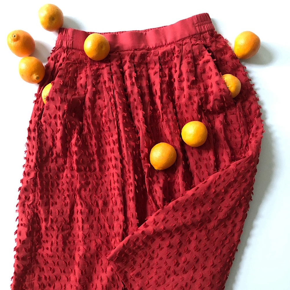 JCrew rust red midi skirt